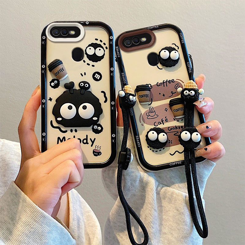 ốp lưng Oppo F9 Oppo A5S A12 A7 Ốp Điện Thoại tpu silicone thời trang dây buộc búp bê điện thoại Opp