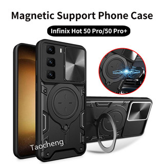 Vỏ Điện Thoại Hỗ Trợ Hợp Kim Giáp Cho Infinix Hot 60 70 50 i Pro + Plus Hot50Pro + 4G 5G 2024 Vỏ Chống Sốc Cuộc Gọi Đến Nhấp Nháy Đẩy Trượt Mặt Sau Cửa Sổ