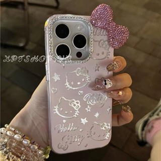 Ốp Điện Thoại Kim Cương Nơ Kitty Cho iPhone 17ProMax 16 15 14 13 12 Pro Max 11 Vỏ Bảo Vệ Chống Sốc