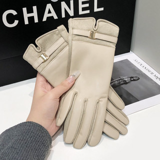  Găng Tay Da Nữ Mùa Đông Ấm Áp Đi Xe Đạp Lông Cừu Lót Dày Chống Lạnh Lái Xe Cảm Ứng Scre 