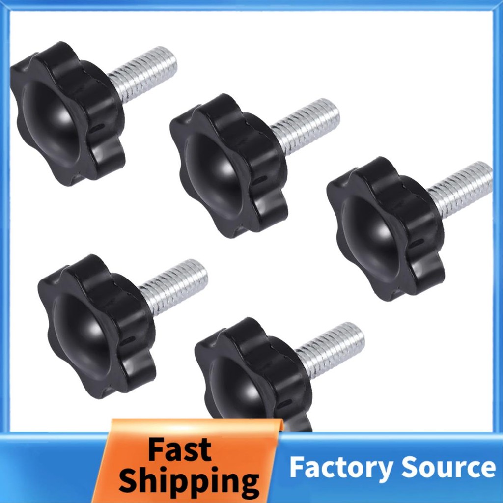 5 Cái M6 x 15mm Nam Ren 25mm Hình Lục Giác Kẹp Núm Đen