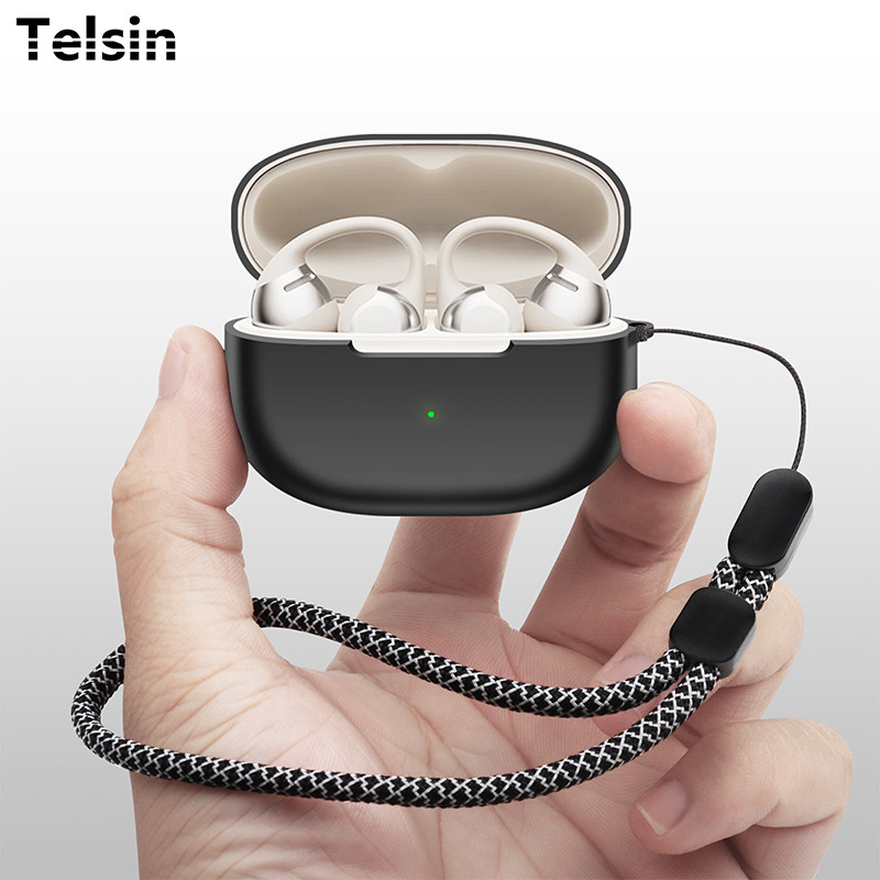 For Shokz OpenDots One Case Cute Silicone Soft Case Nylon Strap Lanyard Pendant Shokz OpenDots One (