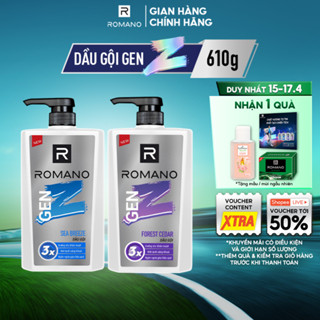 Dầu gội nam Romano Gen Z Hương Sea Breeze/ Forest Cedar 610g/ chai - 2 mùi hương có sẵn