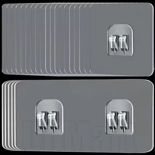 1 / 3 / 5 Cái Móc Trong Suốt Tự Dính - Móc Treo Tường - Miếng Dán Cố Định Giá Để Đồ Treo Tường - Dụng Cụ Phòng Tắm Nhà Bếp - Móc Viscose Đôi Không Đánh Dấu