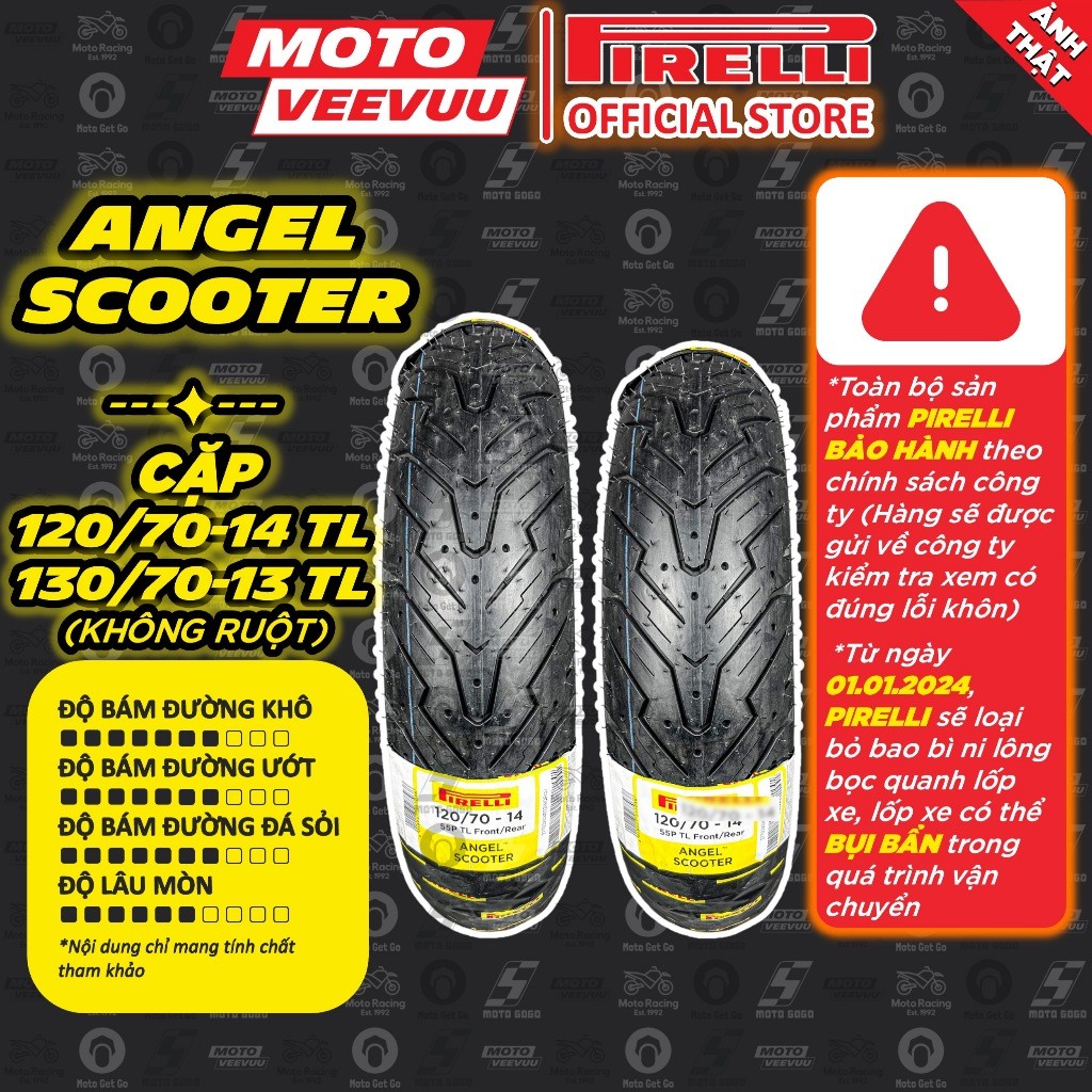 [MTVV] CẶP VỎ LỐP xe máy PIRELLI 120/70-14 & 130/70-13 TL Angel Scooter ADV 150<END>