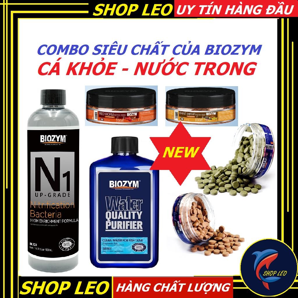 Combo thức ăn dán Biozym cực chất (Cá khỏe nước trong) - Viên dán Biozym - cám dán cá cảnh - shopleo