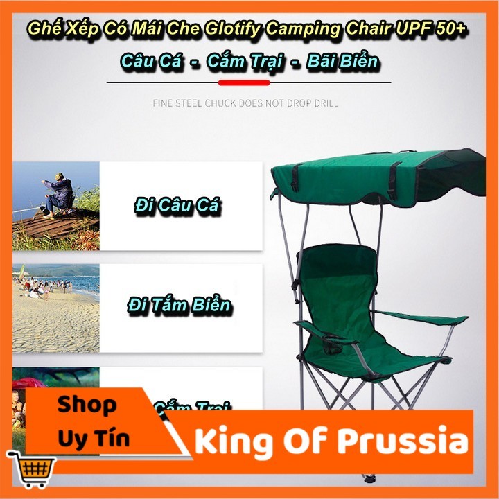 [HCM] - Ghế Câu Cá Xếp Gọn Có Mái Che Glotify Camping Chair UPF 50+ (Fishing, Beach, Camping) - King