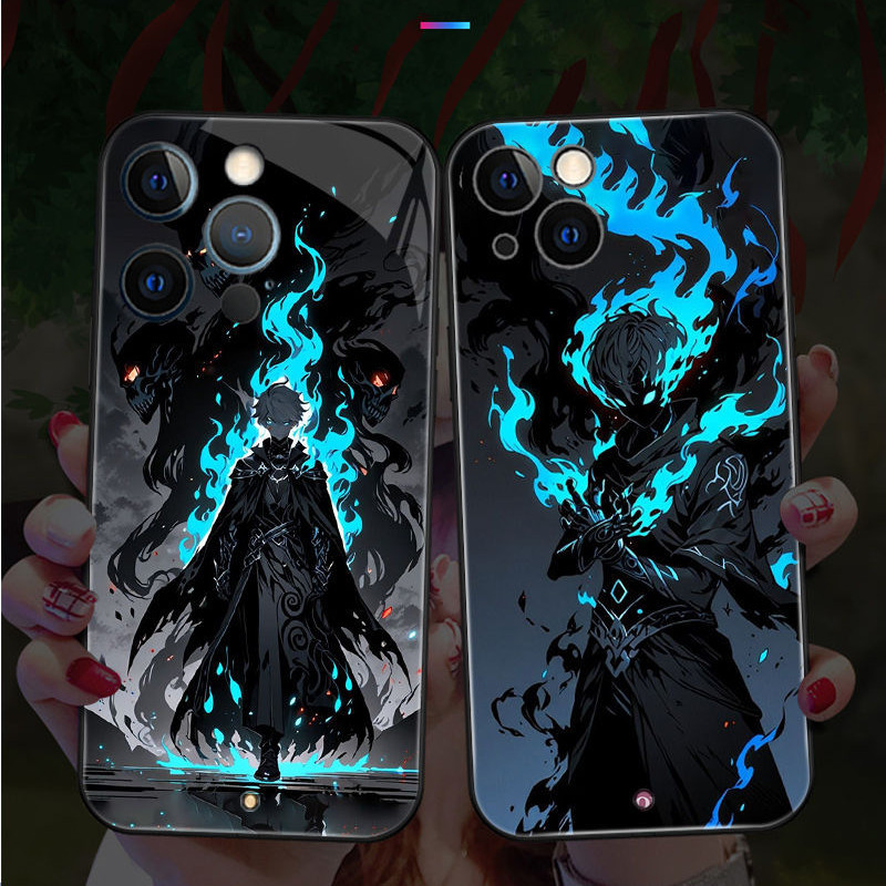 Anime kính LED ánh sáng phát sáng vỏ điện thoại Vỏ bảo vệ iPhone 16promax 16pro 16 15 15Promax 15pro
