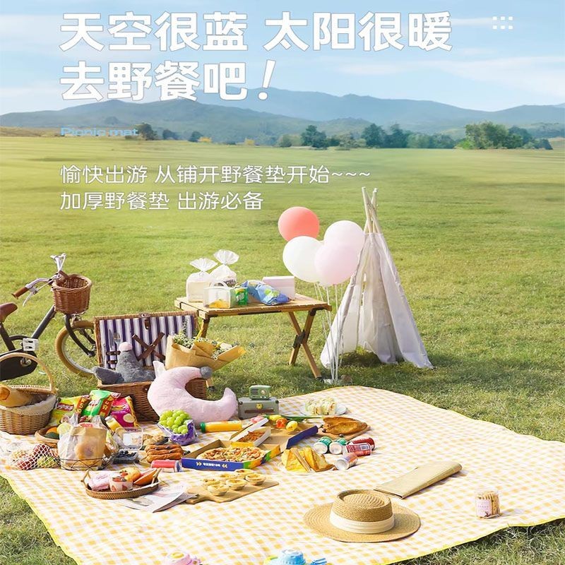 Thảm du lịch ngoài trời di động, chống nước, thảm picnic, thảm cỏ chống ẩm, thảm picnic dày J6QX