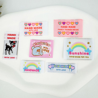 10 Chiếc Màu Dệt Nhãn Handmade Tự Làm Quần Áo Phụ Kiện Sáng Tạo Gấu Dễ Thương Tình Yêu Miếng Dán.