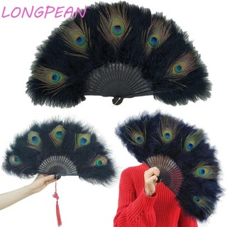 Quạt lông chim công LONGPEAN có tua rua nhẹ