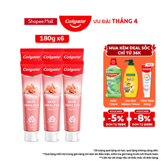 Bộ 6 Kem đánh răng Colgate thiên nhiên muối Himalaya sáng khỏe 180g