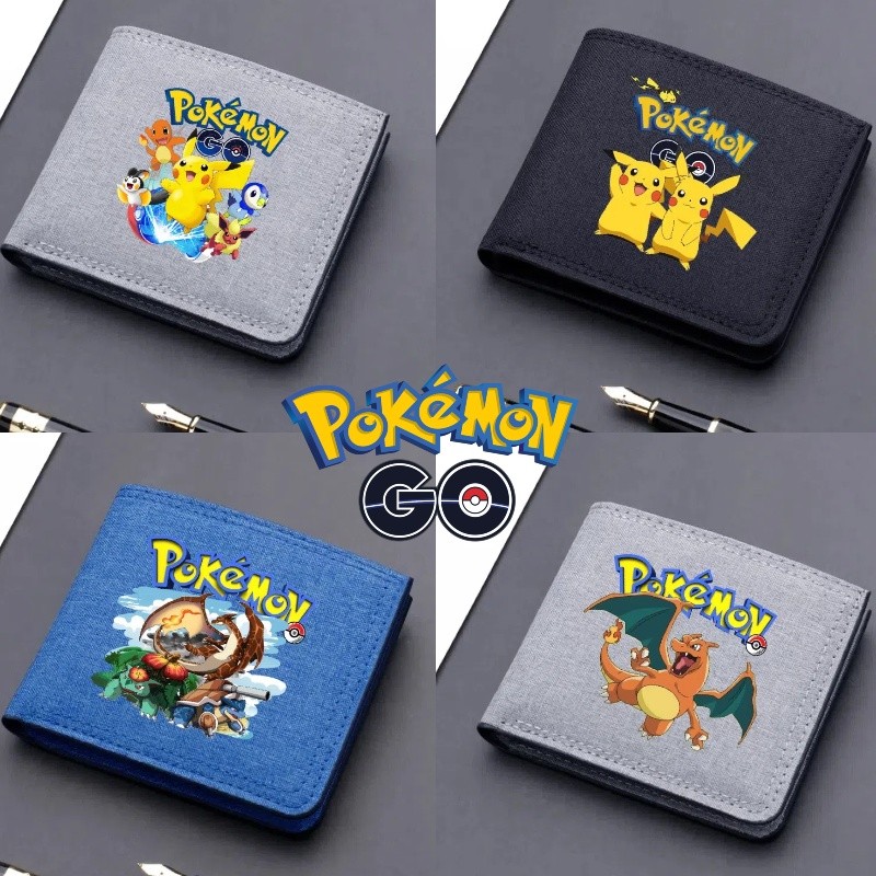 Ví gấp hoạt hình Pokémon mới Ví dây kéo di động Pikachu dễ thương có thể đựng tiền xu và thẻ ngân hà