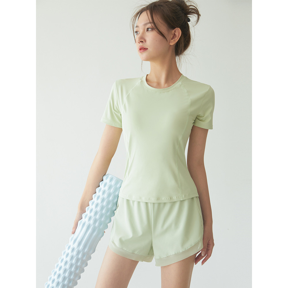 [BeYoung] Bộ đồ thể dục yoga chạy bộ buổi sáng nhanh khô, quần short ngắn tay mỏng, bộ thể thao mùa 