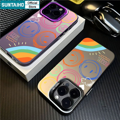 Suntaiho Thẩm Mỹ Vỏ Điện Thoại Họa Tiết Mặt Cười Sống Động Và Vui Vẻ Cho iPhone 11 12 13 14 15 16 Pro Max IP TPU Silicone IDM Cứng Cao Cấp Chống Sốc Ốp Lưng