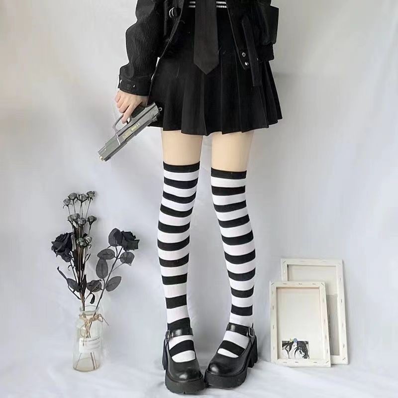 F Nữ Anime Nhật Bản Sọc Rộng Đầu Gối Tất