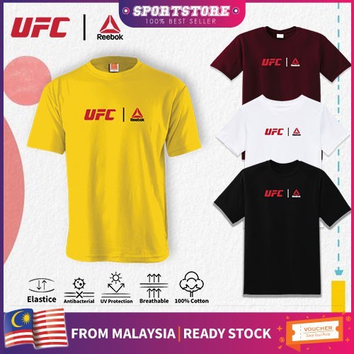 Áo thun ngắn tay Ufc Reebok Championship Unisex Nữ & Nam 100% Cotton; Baju Ufc Lelaki & Perempuan Sp