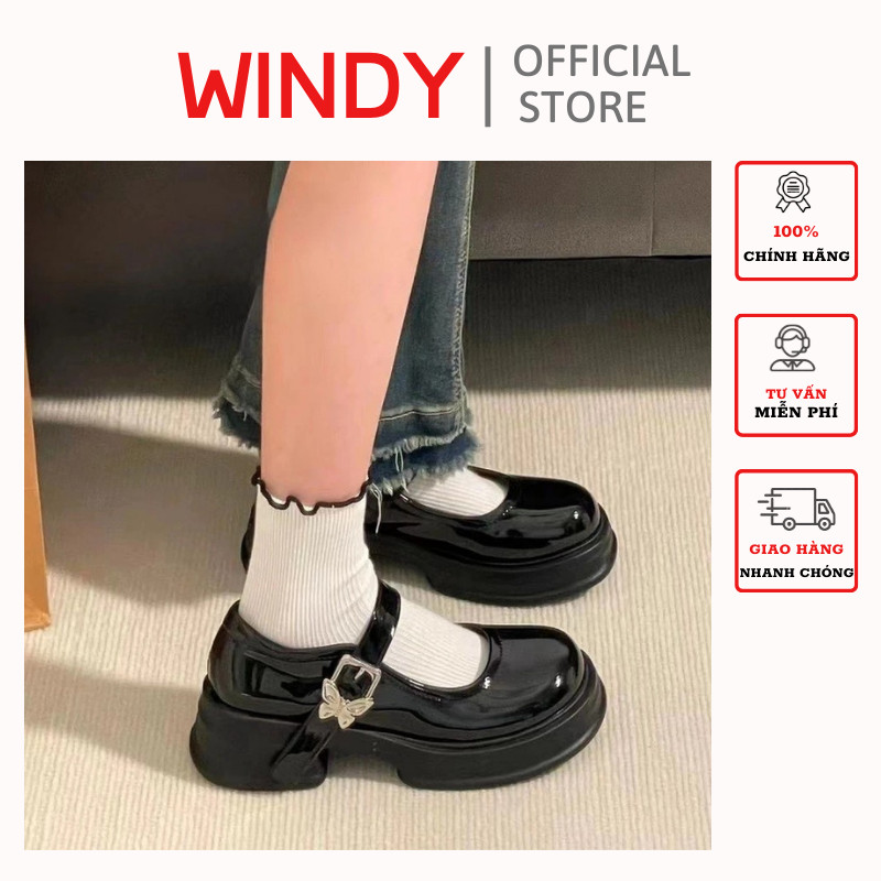 Giày Maryjane Lolita Nữ WINDY Đế Bánh Mì Độn Cao Phối Khóa Cổ Điển BB-0221
