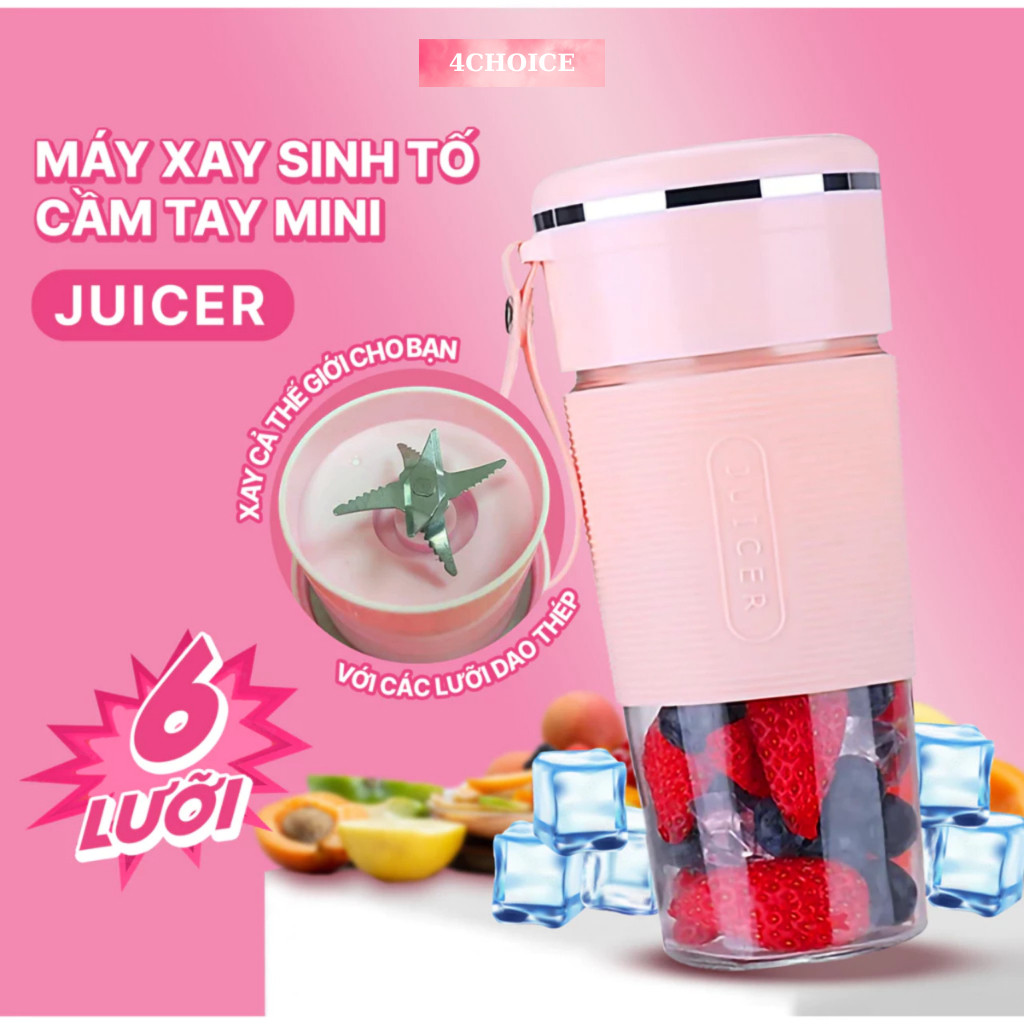 Máy xay sinh tố cầm tay mini chính hãng Oudalang Juicer 300ml, ly xay thông minh bằng cốc thủy tinh tự ngắt an toàn.