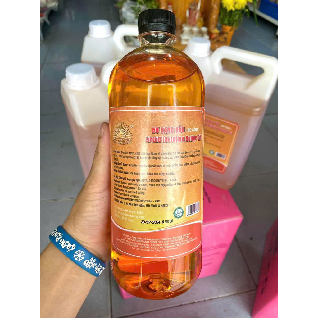 (Chai 1L) Bơ dạng dầu, bơ dầu cao cấp Runlong (Báo Châu Mỹ), Bơ dầu BonBon vị Cam dùng làm bánh