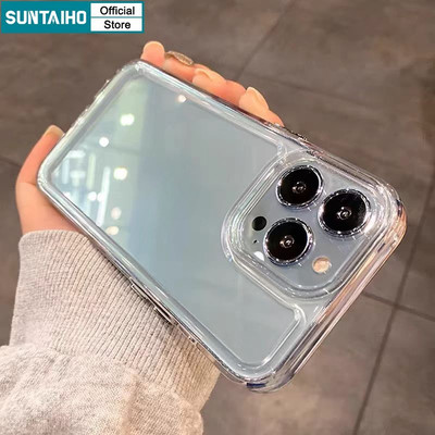 Suntaiho Ốp Lưng iPhone Trong Suốt Pha Lê Mềm Chống Sốc Ốp Điện Thoại Đơn Giản TPU Chống Bụi Cho Iphone 16 15 14 13 12 11 Pro Max IP 7 8 Plus X XS XR Xs Max