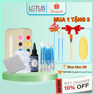 Combo Đất Sét Tự Khô 8 Món Cao Cấp, Dễ Sử Dụng, Đầy Đủ Dụng Cụ Chuyên Nghiệp - Lotus Craft Box