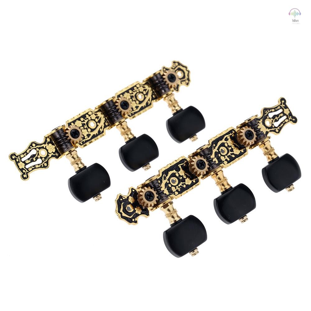 Alice AO-020HV3P 1 Cặp (Trái + Phải) Phím điều chỉnh đàn Guitar cổ điển Vàng / Đen Mạ Peg Tuner Đầu 