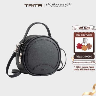 Túi Trita (Thời trang nữ form tròn viền chỉ - Túi đeo chéo da RHN164)