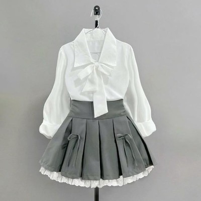 Set Công Sơ Bigsize (CÓ LẺ Áo/ Váy) Áo Sơ Mi Công Sở Buột Nơ Cổ Mix Chân Váy Tennis Xếp Ly Ren Xinh