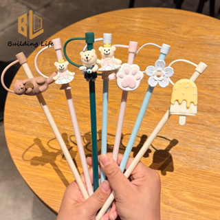 Ống Hút Silicon Có Nắp Ống Hút Thích Hợp Cho Starbucks Cốc Đa Năng Bình Nước Ống Hút Hoạt Hình Dễ Thương Cắm Bụi Chịu Nhiệt Mũ Chống Bụi Ống Hút Phụ Kiện