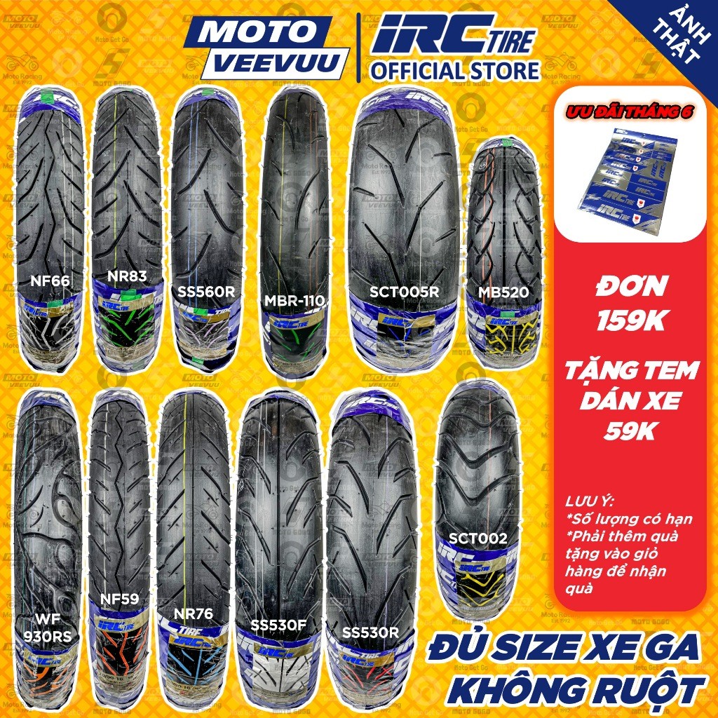 [MTVV] Vỏ lốp xe ga IRC INOUE NF66 NR83 SS 560 530 MB NF59 NR76 005 70 80 90 100 110 120 140 10 11 1