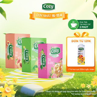 [COMBO 3] Trà Cozy Hòa Tan Ice Tea (3 hộp x 16 gói x 15gr) Vị Đào, Chanh, Ổi Hồng Thơm Ngọt, Chè Sạch Tươi Nguyên Chất