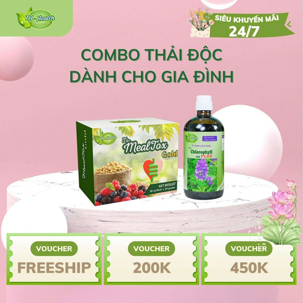 Combo Hỗ Trợ Sức Khỏe Gia Đình Diệp Lục TH-Chlorophyll UIE Plus Và TH-Mealtox Gold (Hộp 30 Gói)