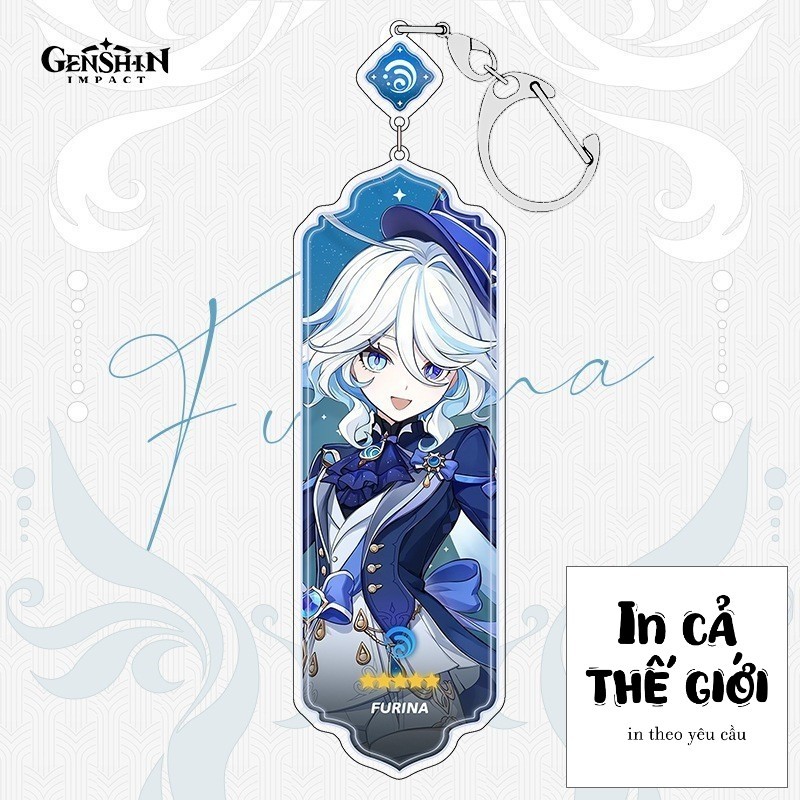 Móc khoá Genshin Impact nhựa 2 mặt, móc khoá mô hình nhân vật genshin Lyney, Furina, Navia