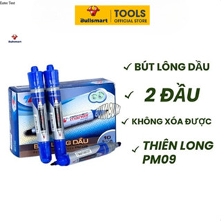 Hộp 10 Cây Bút Lông Dầu 2 Đầu Thiên Long PM09 ( Xanh, Đỏ) mực đạt tiêu chuẩn Châu Âu, bám dính tốt trên nhiều vật liệu