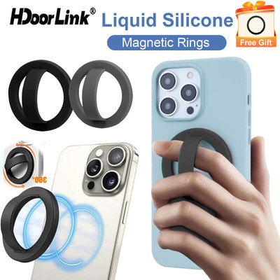 Hdoorlink Magsafe Điện thoại Grip Stand Silicone Finger Ring Grip 360° Giá đỡ điện thoại vòng từ tính có thể xoay được