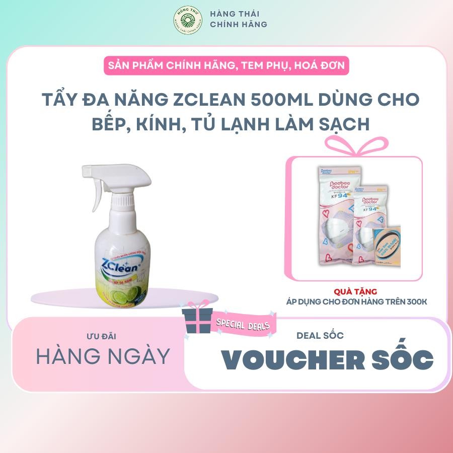 Tẩy đa năng Zclean 500ml dùng cho bếp, kính, tủ lạnh Làm Sạch