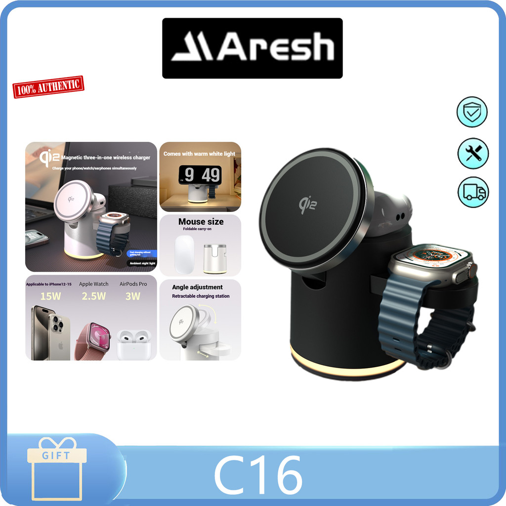 ARESH C16 Magnetic 3-in-1 Wireless Charger 15W magnetic Fast charge