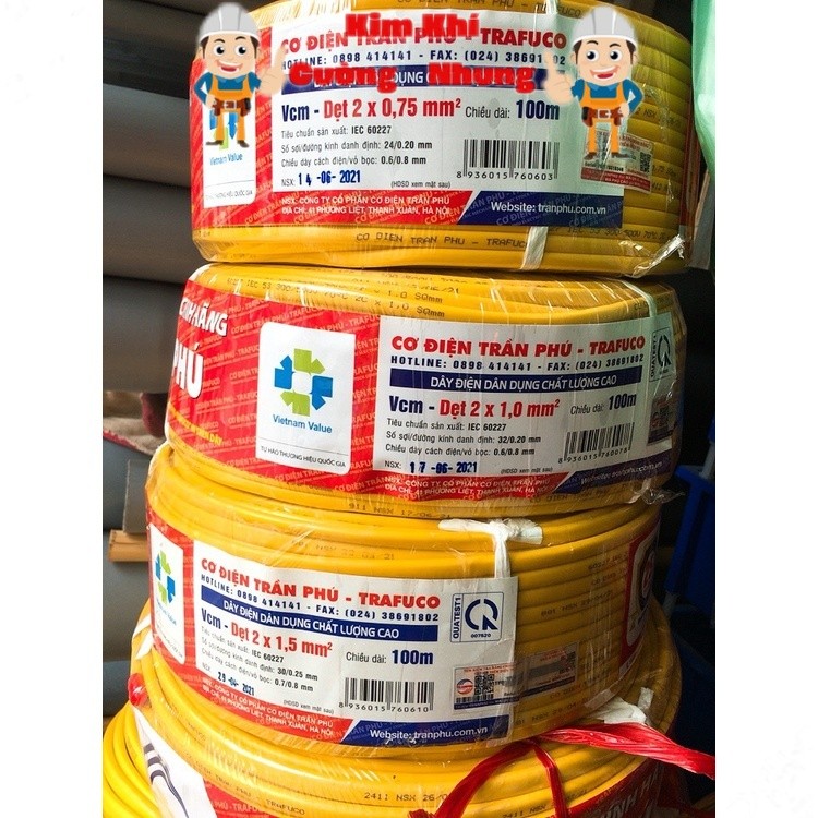 Dây điện Trần Phú 2 lõi chính hãng 2*4- 2*6( giá 1m)
