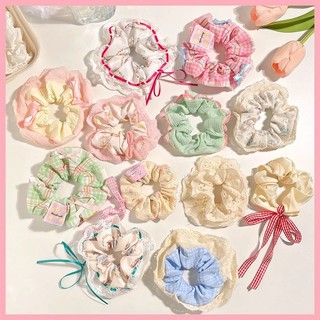  Siêu Cổ Tích Ren Scrunchies Dây Buộc Tóc Đuôi Ngựa Co Giãn Cao Hoa Nối Tóc Nhẫn 