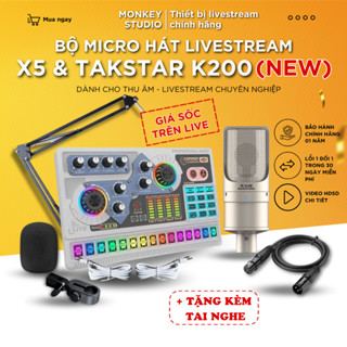 Mic Thu Âm, Micro Livestream Sound Card X5 & Mic TAKSTAR PC K200 Hát Karaoke, Monkey Studio