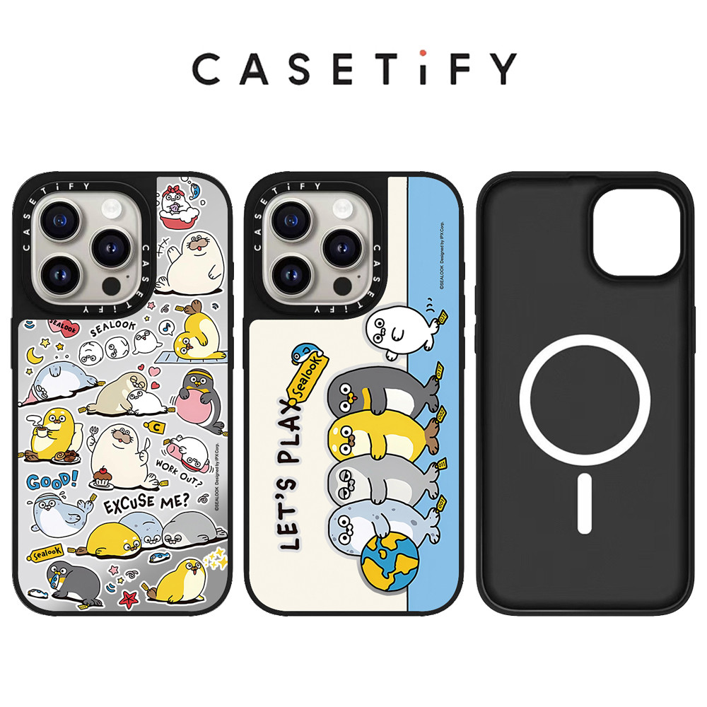 Ốp điện thoại gương Sealook dễ thương từ tính cho IPhone 11 12 13 14 15 16 Pro Max Vỏ cứng chống sốc