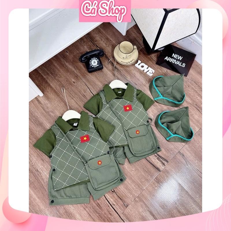 X65, Bộ quần áo bộ đội 5 chi tiết cho bé trai, bé gái