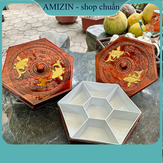  Khay đựng bánh kẹo Tết bằng gỗ khay mứt tết hộp đựng bánh kẹo Tết chất liệu gỗ hương cao cấp 7 ngăn 
