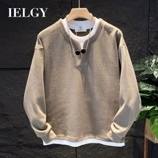 Áo len cổ chữ V màu trơn mùa thu IELGY Áo thun dài tay dáng rộng thông thường dành cho nam