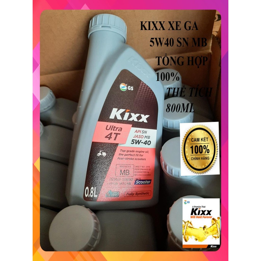 (Kixx xe ga 5w40) Dầu nhớt tay ga Kixx ultra Scooter 5W40  0.8L tổng hợp nhập khẩu hàn quốc