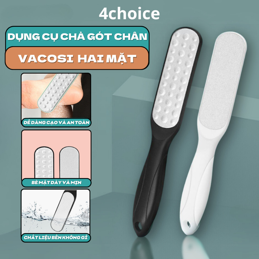 Cây chà gót chân Vacosi, dụng cụ mài gót chân hai mặt, đồ nạo gót, bào và tẩy da chết bằng tay.