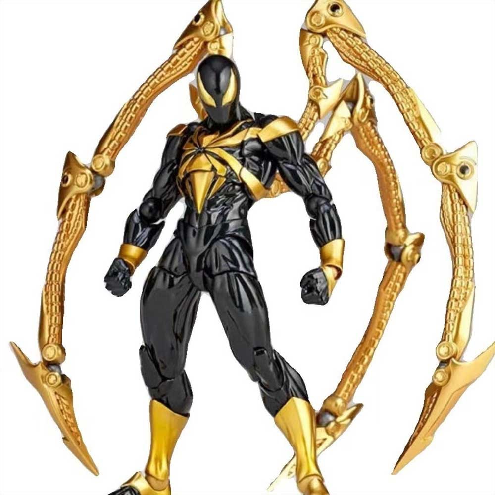 Articulado Spiderman KO Revoltech Amazing Yamaguchi Iron Spider Black Ver. Action Figure Model Doll 