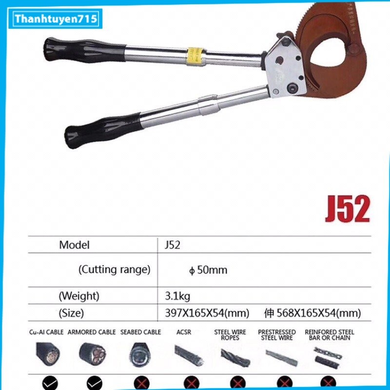 Kìm cắt cáp nhông J52