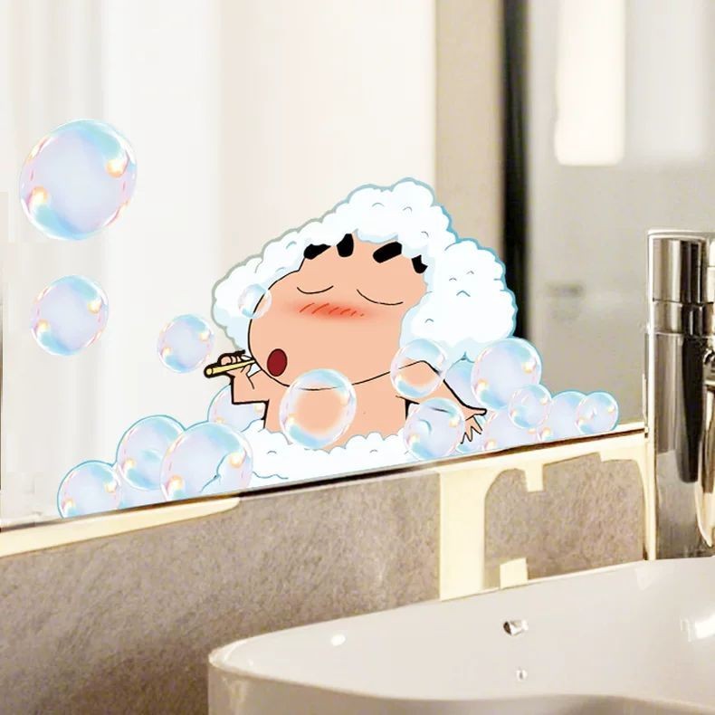 Nhãn dán gương phòng tắm Crayon Shin-Chan-Kindergarten Nhãn dán trang trí tường nhà vệ sinh-PVC Chất